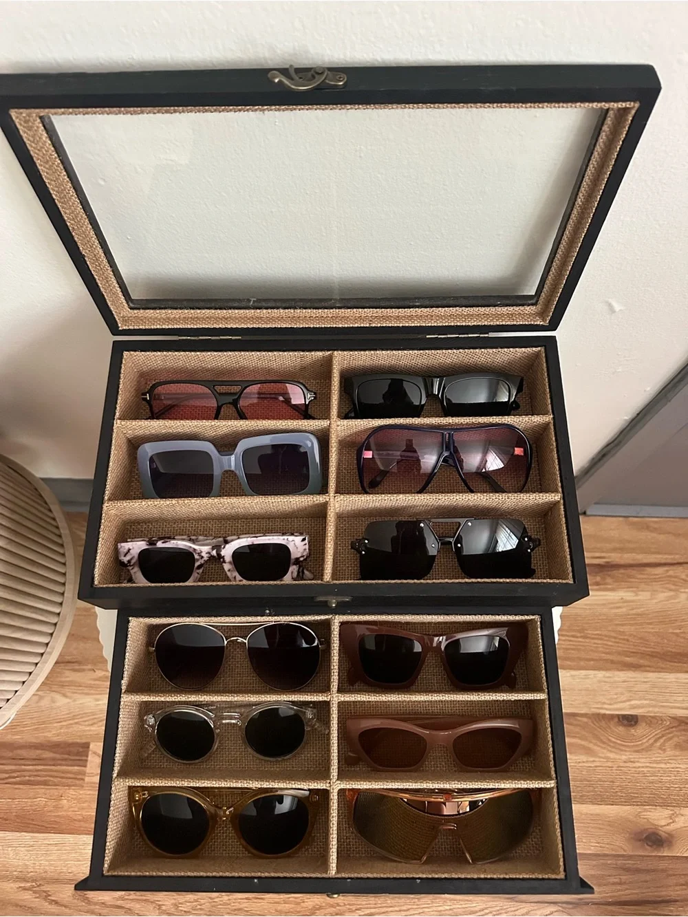Deluxe Black Sunglass Organizer Case - 12 pairs of sunglasses INCLUDED